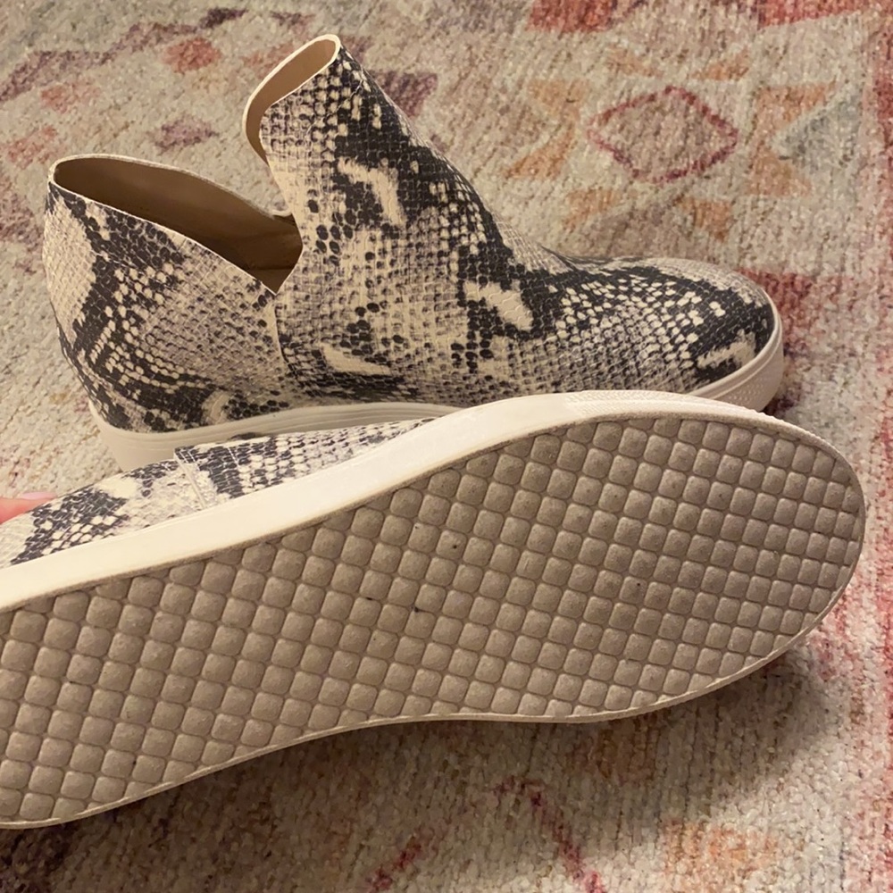 snakeskin wedge sneakers